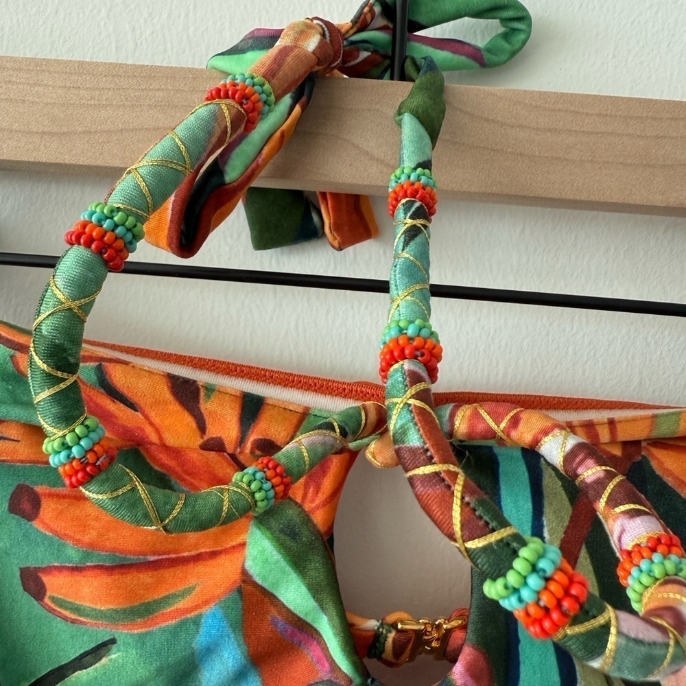 FARM RIO Banana Foliage Swimsuit One Piece Halter - Picture 6 of 9